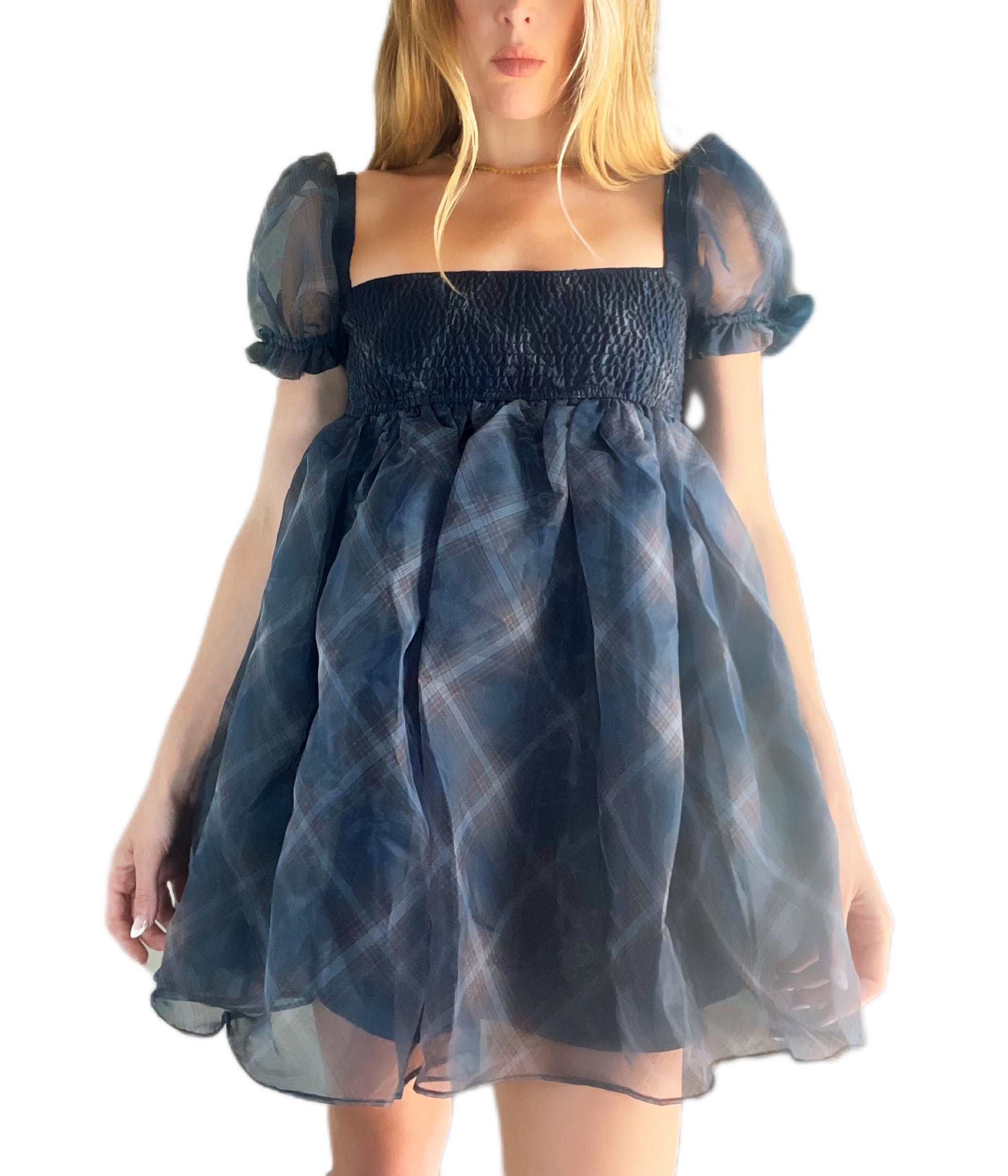 Puff Sleeve Organza Mini Dress