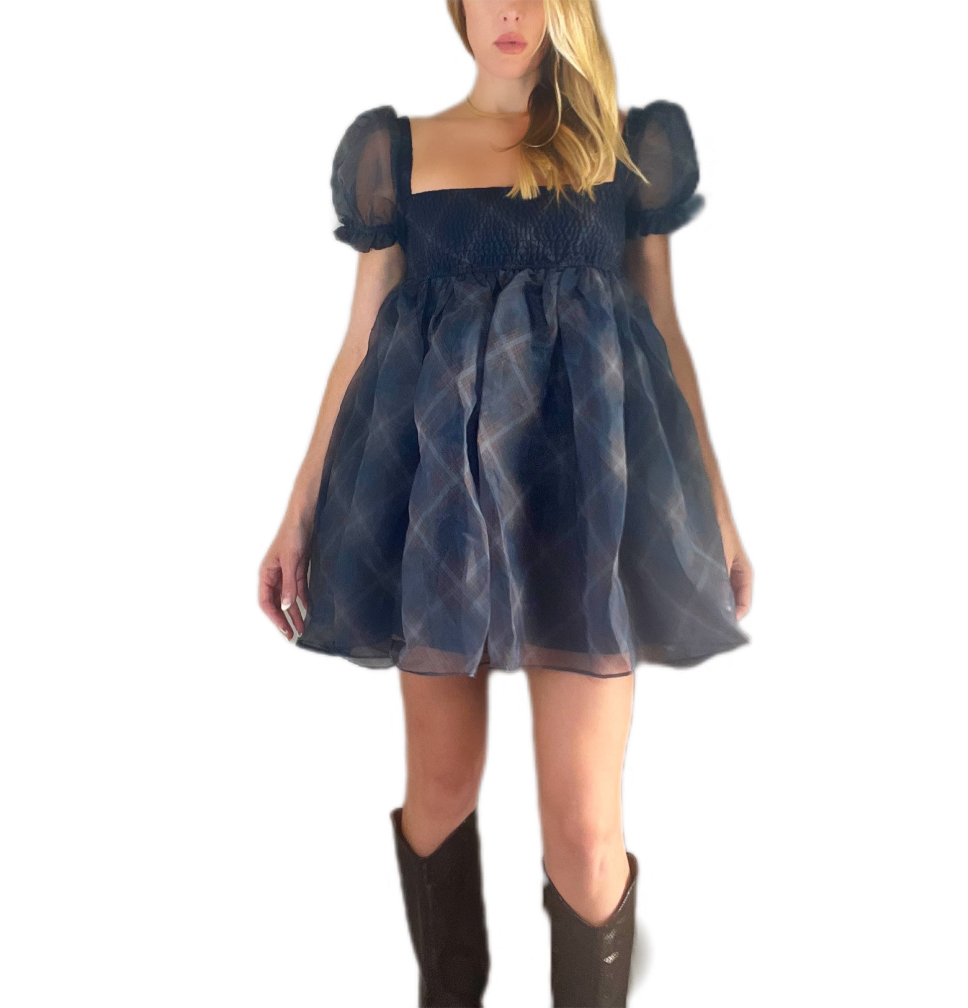 Puff Sleeve Organza Mini Dress