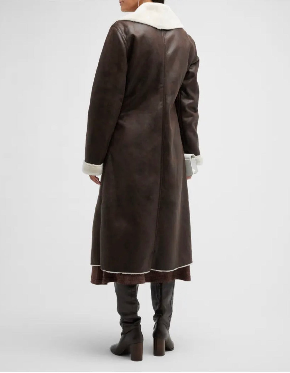 Vegan Leather Shearling Coat