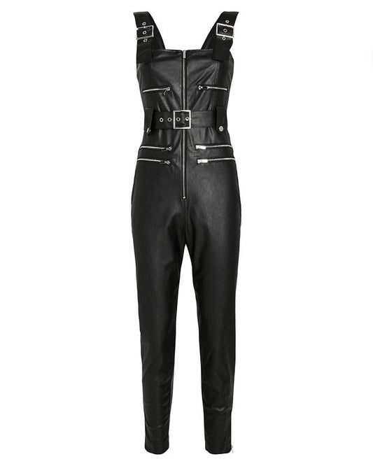 WeWoreWhat Moto Vegan Leather Overalls