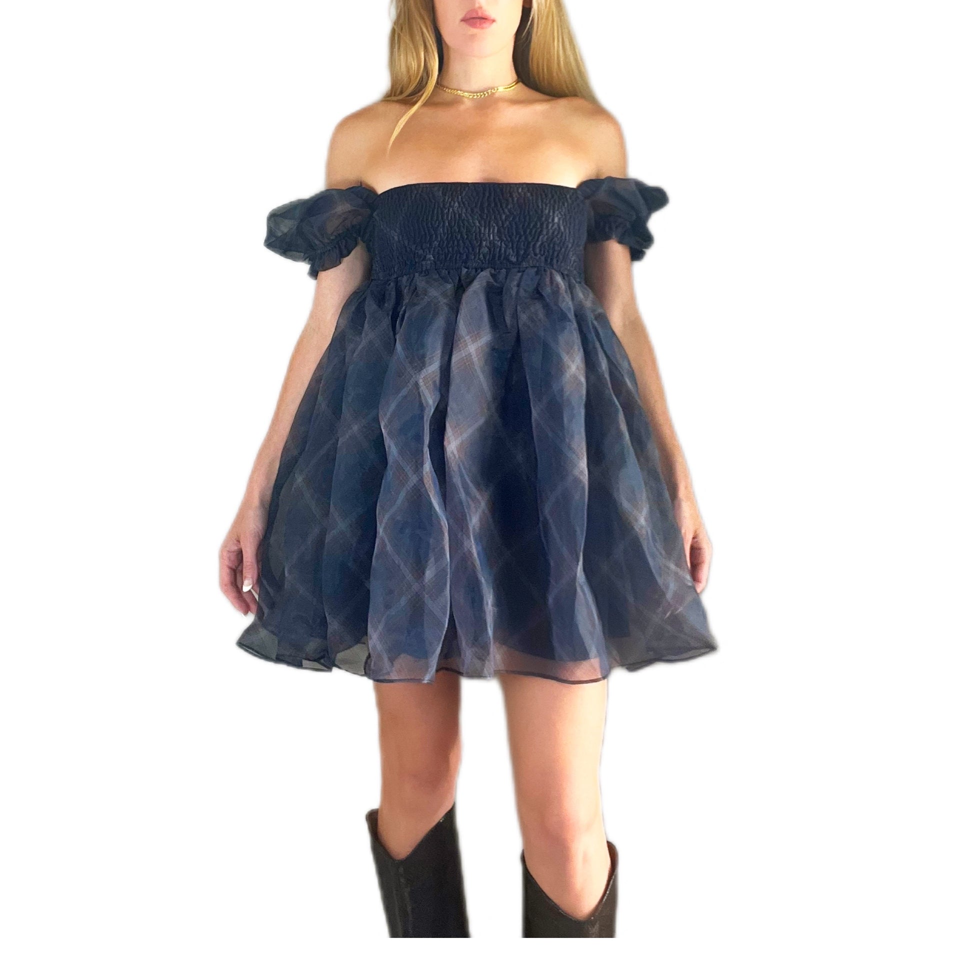 Puff Sleeve Organza Mini Dress