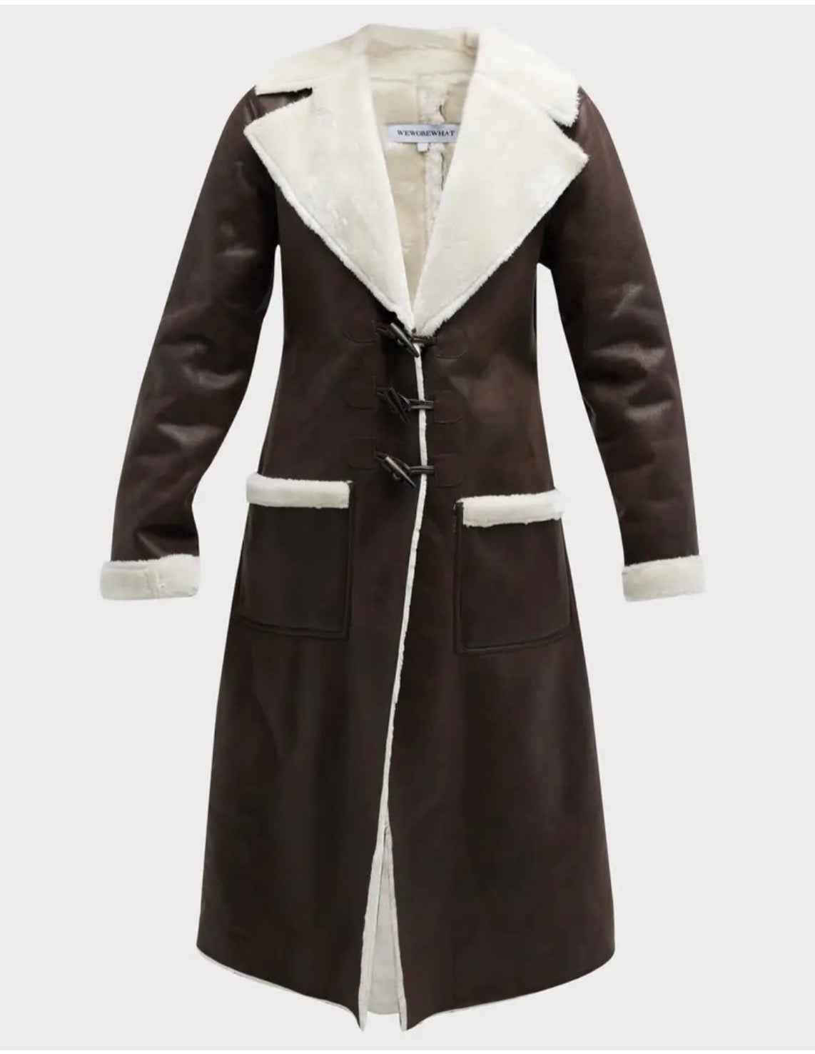 Vegan Leather Shearling Coat