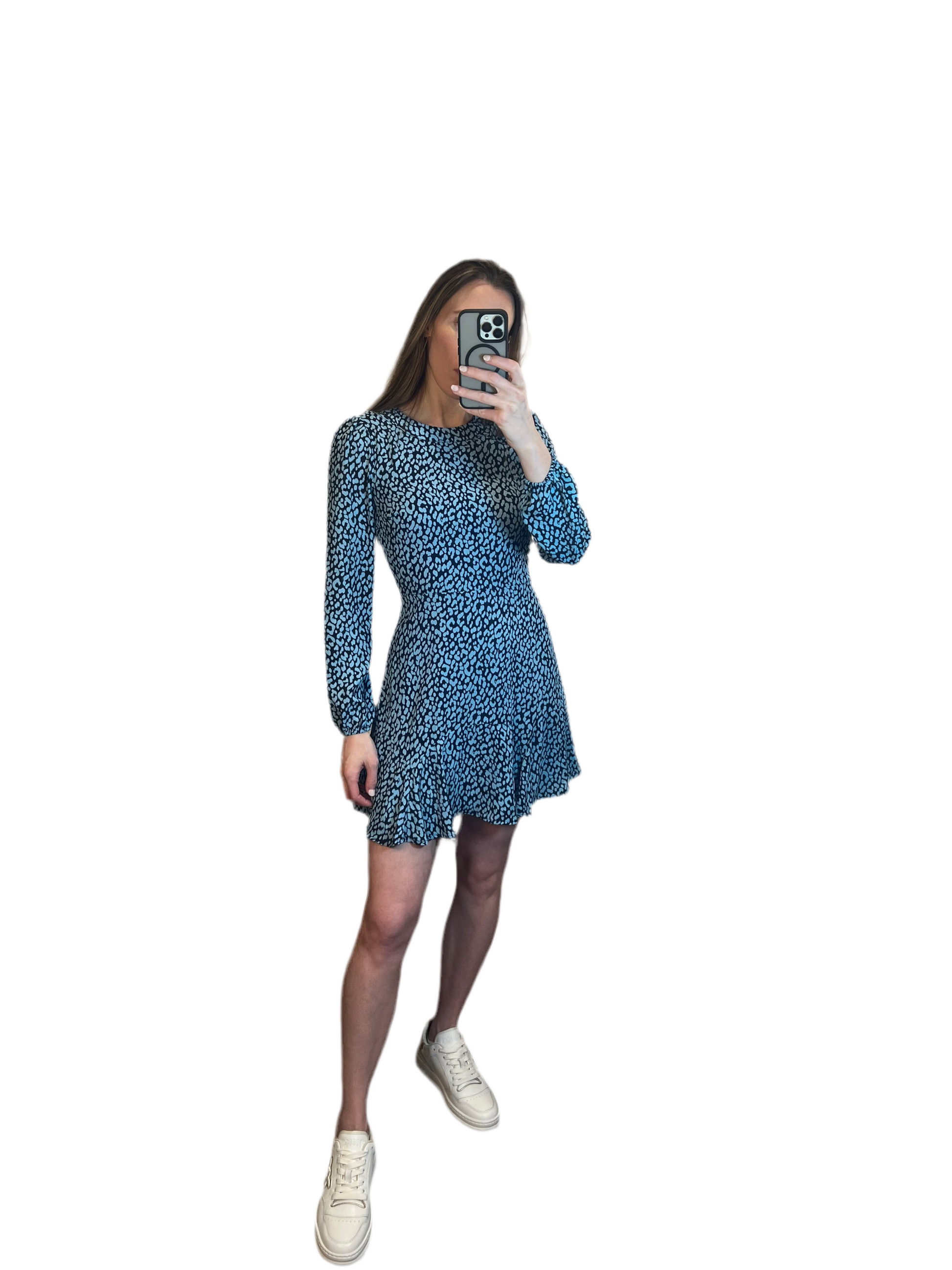 Blue Cheetah Print Day Dress