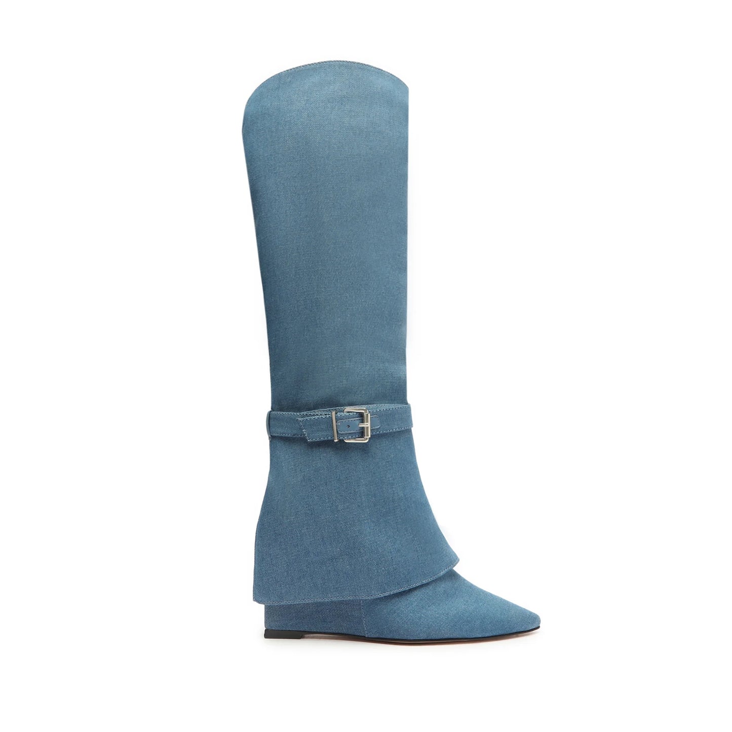 Schutz denim knee high boots